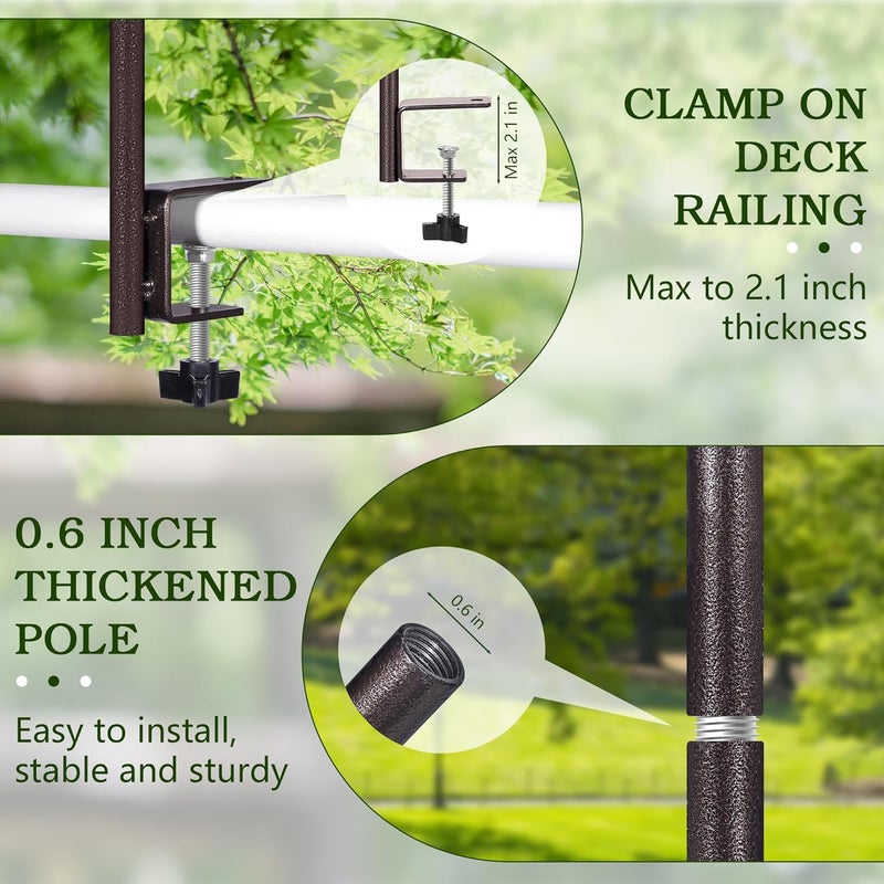 YINGYM Deck Bird Feeder Pole Porch Multi-Hooks Hanging Kit for Outside with Two Adjustable Branches, Water Bowl, Bird Feeder Planter Hanger - Image 4